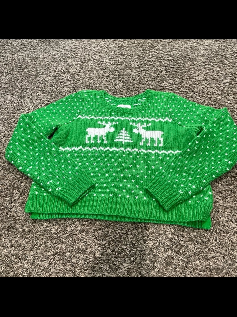 Abercrombie and Fitch wool blend festive moose Christmas sweater, large green